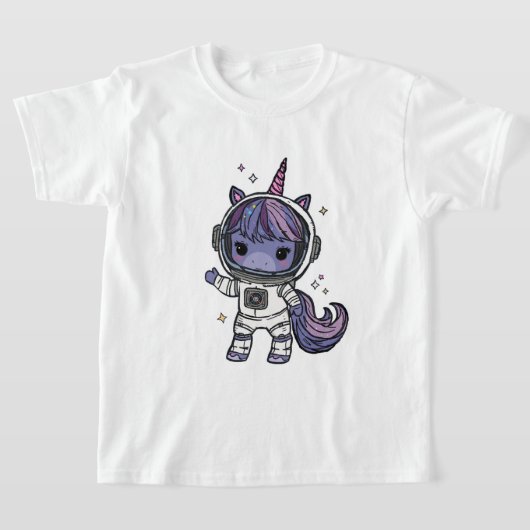 かわいいアストロ・ユニコーンTシャツ Tシャツ (レイダウン)