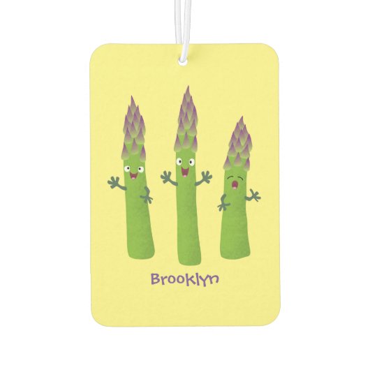 かわいいアスパラガスの野菜トリオ漫画 カーエアーフレッシュナー (裏面)