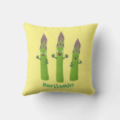 かわいいアスパラガスの野菜トリオ漫画 クッション (裏面)