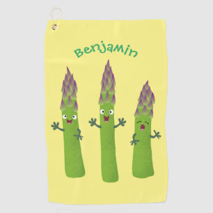 かわいいアスパラガスの野菜トリオ漫画 ゴルフタオル