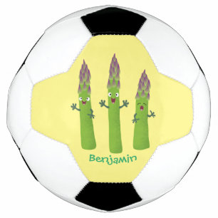かわいいアスパラガスの野菜トリオ漫画 サッカーボール