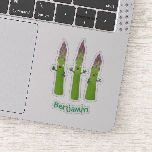 かわいいアスパラガスの野菜トリオ漫画 シール (詳細)