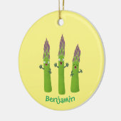 かわいいアスパラガスの野菜トリオ漫画 セラミックオーナメント (左)