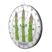 かわいいアスパラガスの野菜トリオ漫画 ダーツボード (正面右)