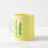 かわいいアスパラガスの野菜トリオ漫画 ツートーンマグカップ (正面左)