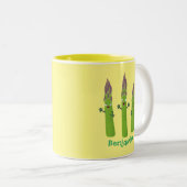 かわいいアスパラガスの野菜トリオ漫画 ツートーンマグカップ (正面右)