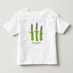 かわいいアスパラガスの野菜トリオ漫画 トドラーTシャツ