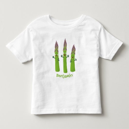 かわいいアスパラガスの野菜トリオ漫画 トドラーTシャツ (正面)