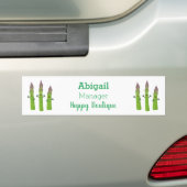 かわいいアスパラガスの野菜トリオ漫画 バンパーステッカー (車上)