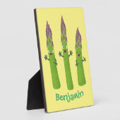 かわいいアスパラガスの野菜トリオ漫画 フォトプラーク (側面)