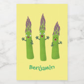 かわいいアスパラガスの野菜トリオ漫画 フードラベル (シングルラベル)