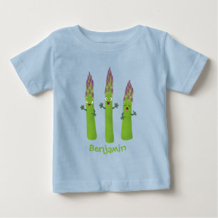 かわいいアスパラガスの野菜トリオ漫画 ベビーTシャツ
