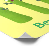 かわいいアスパラガスの野菜トリオ漫画 ポスター (角)