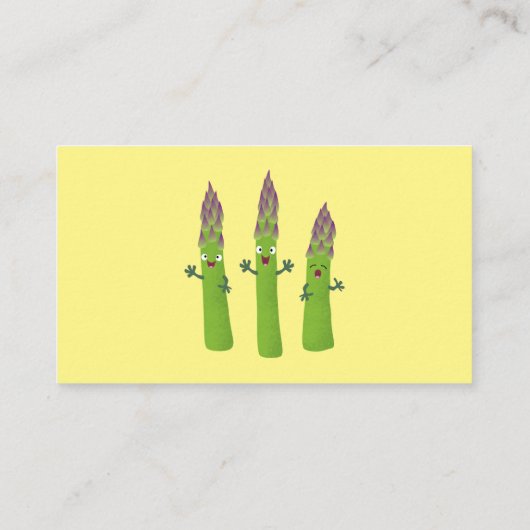 かわいいアスパラガスの野菜トリオ漫画 名刺 (裏面)