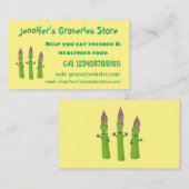 かわいいアスパラガスの野菜トリオ漫画 名刺 (正面/裏面)