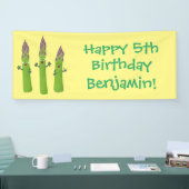 かわいいアスパラガスの野菜トリオ漫画 横断幕 (トレードショー)