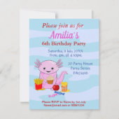 かわいいアソロトル誕生日パーティーの招待状 招待状 (正面)