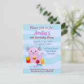 かわいいアソロトル誕生日パーティーの招待状 招待状 (スタンド正面)