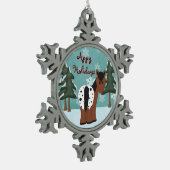 かわいいアッピーホリデーズブランケットアパロオサホース スノーフレークピューターオーナメント (左)