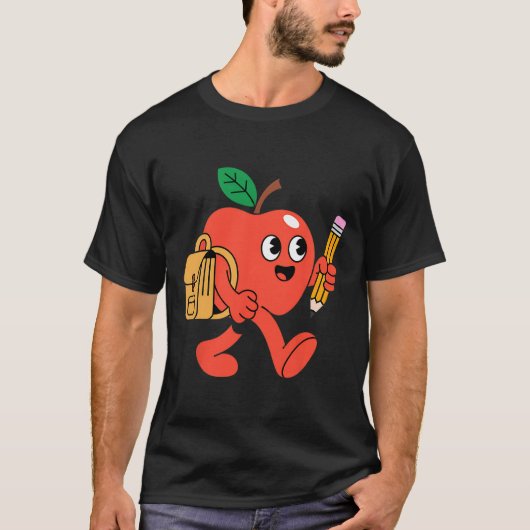 かわいいアップルが学校に戻る Tシャツ (正面)