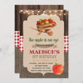 かわいいアップルのテーマパーティーの招待 招待状 (正面/裏面)