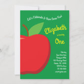 かわいいアップルキッズ1st誕生日パーティーフルーツ 招待状 (正面)