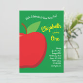 かわいいアップルキッズ1st誕生日パーティーフルーツ 招待状 (スタンド正面)