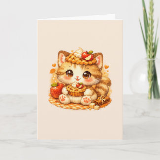かわいいアップルパイの子猫 – ほっこり秋のデザート カード