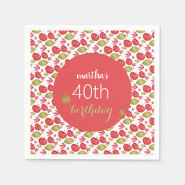 かわいいアップルパターン水彩手絵を描形 スタンダードカクテルナプキン