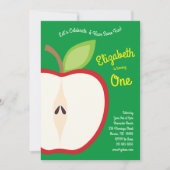 かわいいアップルフルーツキッズ1st誕生日パーティー秋 招待状 (正面)