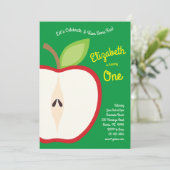 かわいいアップルフルーツキッズ1st誕生日パーティー秋 招待状 (スタンド正面)