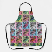 かわいいアテネポップ・アートのフクロウ エプロン (正面)