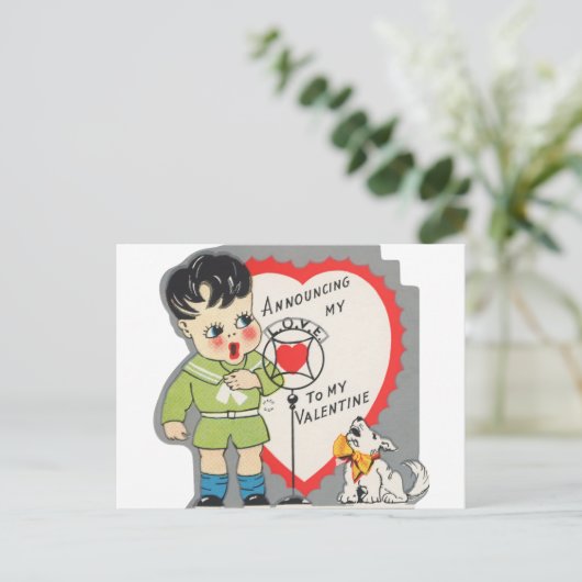 かわいいアナウンラブバレンタインヴィンテージ シーズンポストカード (スタンド正面)