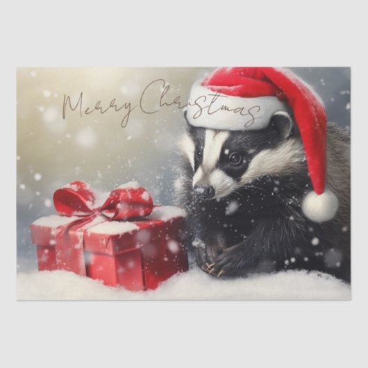 かわいいアナグマの冬のクリスマス 薄葉紙 (正面)