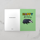 かわいいアナグマハッピーバースデー 箔グリーティングカード (外側レイダウン)