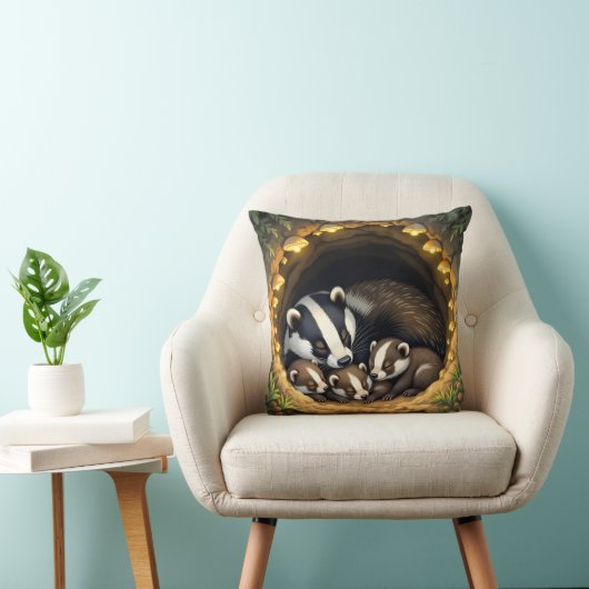 かわいいアナグマ家族おむつ クッション (椅子)