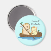 かわいいアナグマ少年とガールセーリング マグネット (正面/裏面)