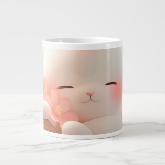 「かわいいアニマルコーヒーマグ – かわいい赤面猫デザイン» ジャンボコーヒーマグカップ (正面)