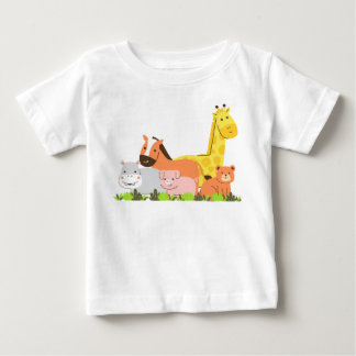 かわいいアニマルズスクワッドTシャツ 魅力的なキャラクター動物園 ベビーTシャツ