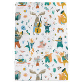 かわいいアニマルズバンド誕生日 ミディアムペーパーバッグ (裏面)