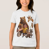 かわいいアニマルセルフィースクワッドのキャラクターデザイン トライブレンドＴシャツ (正面)