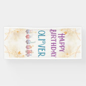 かわいいアニマルブルー1歳の誕生日 横断幕 (横)