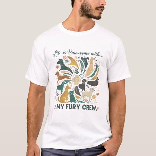 かわいいアニマルTシャツ 人生はにくきゅうで最高 Tシャツ (正面)