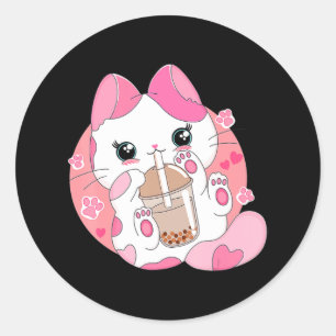 かわいいアニメかわいいキャットボバブルティーガールズコスム ラウンドシール