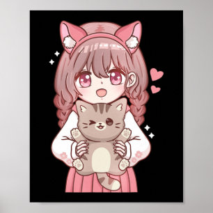 かわいいアニメかわいい猫好きオタク ポスター