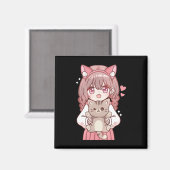 かわいいアニメかわいい猫好きオタク マグネット (正面/裏面)