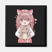 かわいいアニメかわいい猫好きオタク マグネット (正面)