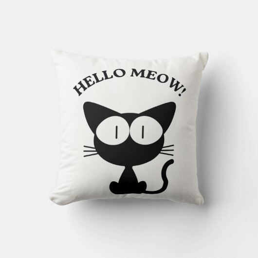 かわいいアニメねこ HELLO MEOW クッション (正面)