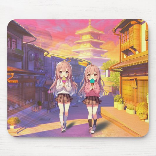 かわいいアニメのアイス娘たち マウスパッド (正面)