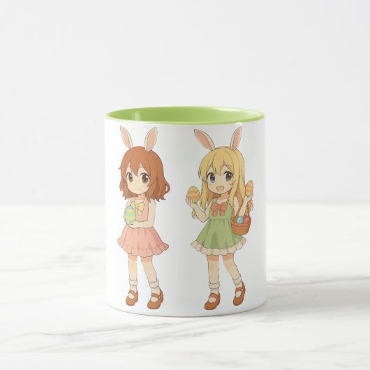 かわいいアニメのイースターうさぎの女の子 マグカップ (中央)